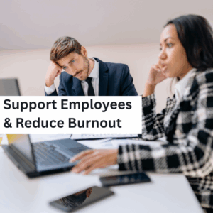 Man and woman coworkers in a meeting and appear in stress